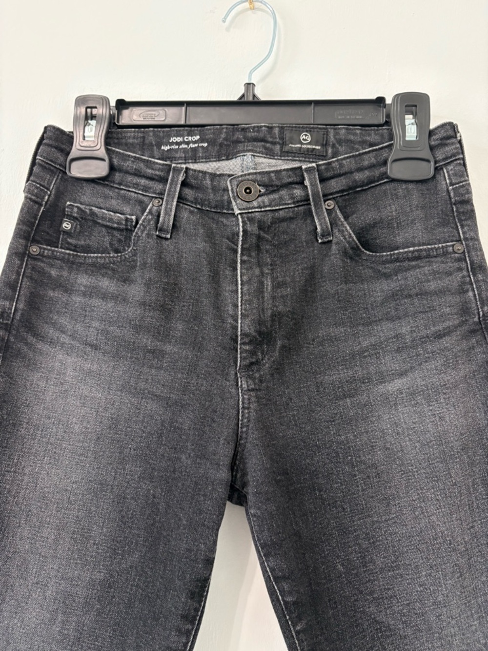#347 AG Jodi Crop Slim Flare Jeans Sz 25R Black EUC - Picture 3 of 11